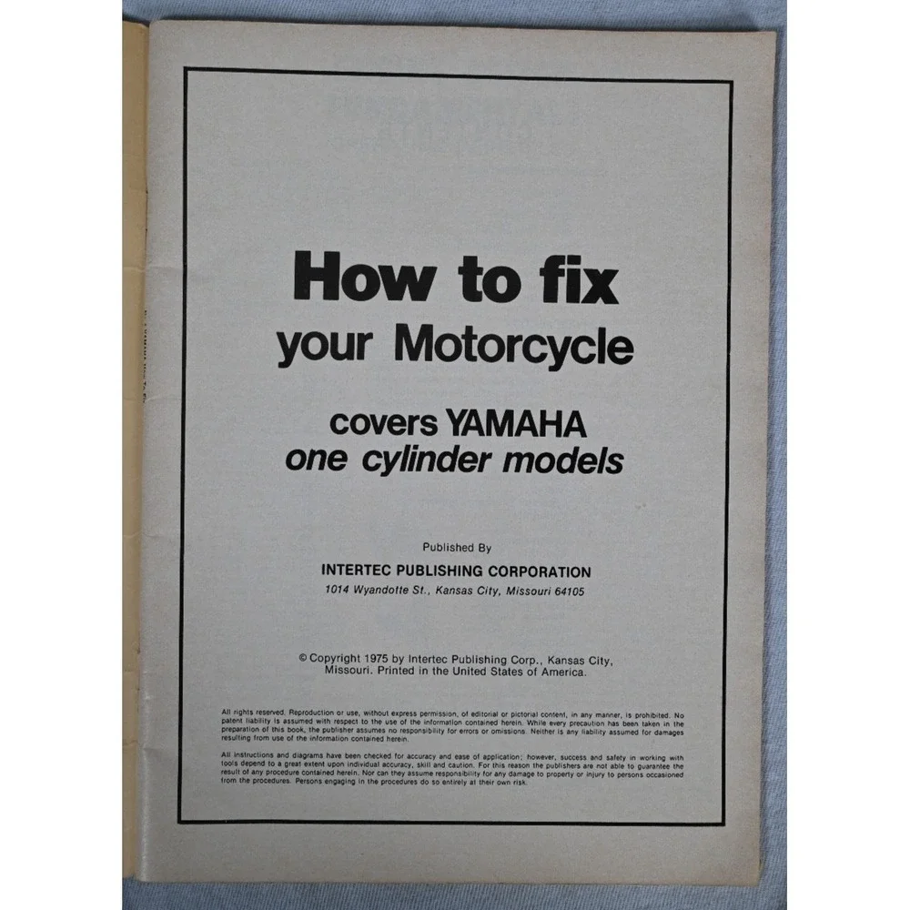 How To Fix Your Yamaha One Cylinder Motorcycle Repair Service Manual Book